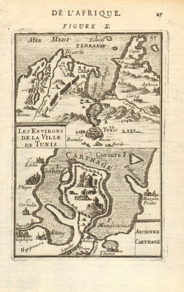 TUNISIA. Ancient Carthage. Tunis environs. 'Ancienne Carthage'. MALLET 1683 map
